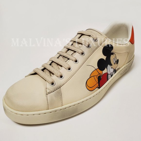 GUCCI SNEAKERS MENS LEATHER DISNEY ACE MICKEY MOUSE SIGNATURE SHOES - Picture 10 of 16